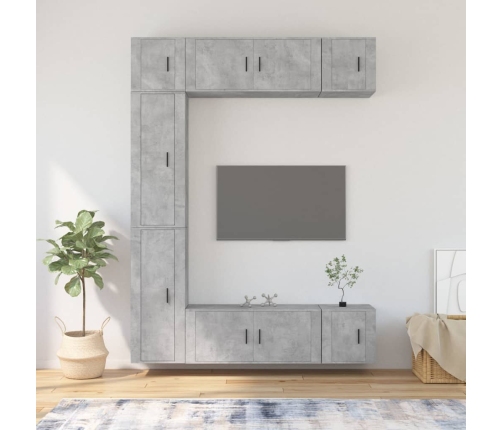 vidaXL Set de muebles de TV 7 pzas madera contrachapada gris hormigón