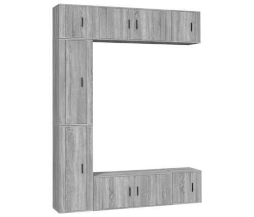 Set de muebles para TV 7 pzas madera contrachapada gris Sonoma