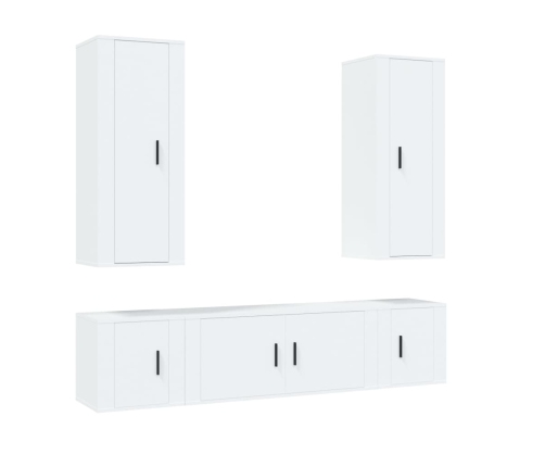 Set de muebles para TV 5 piezas madera contrachapada blanco