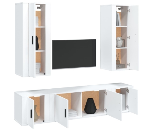 Set de muebles para TV 5 piezas madera contrachapada blanco