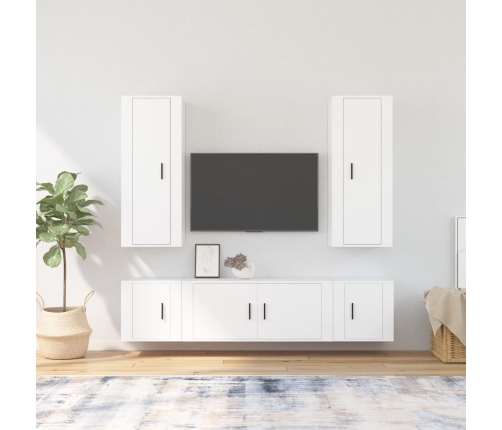 Set de muebles para TV 5 piezas madera contrachapada blanco