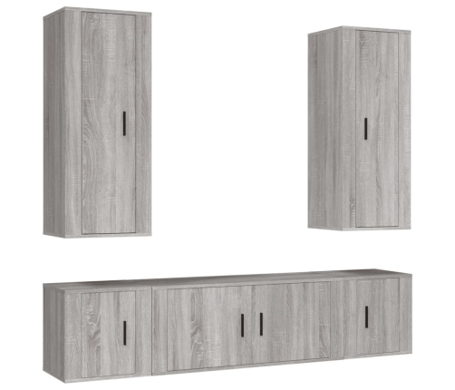 Set de muebles para TV 5 pzas madera contrachapada gris Sonoma