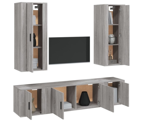 Set de muebles para TV 5 pzas madera contrachapada gris Sonoma