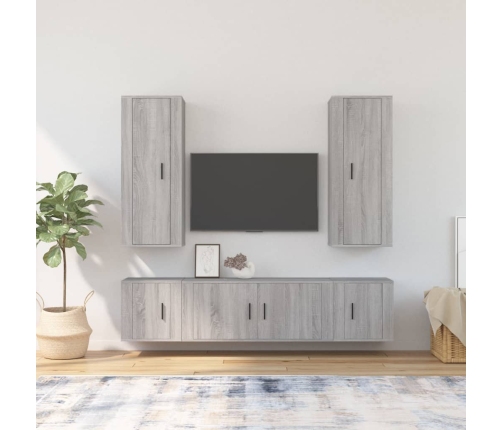 Set de muebles para TV 5 pzas madera contrachapada gris Sonoma