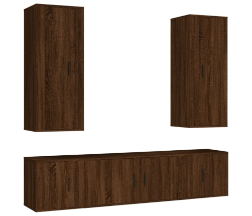 Set de muebles para TV 5 pzas madera contrachapada roble marrón