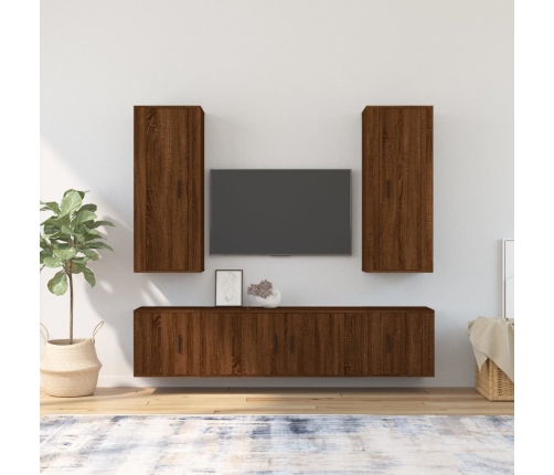 Set de muebles para TV 5 pzas madera contrachapada roble marrón