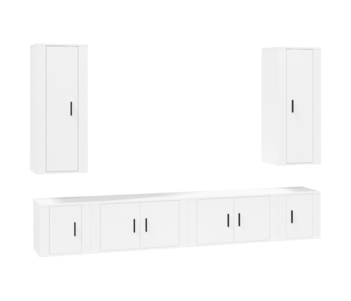 Set de muebles para TV 6 piezas madera contrachapada blanco