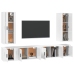 Set de muebles para TV 6 piezas madera contrachapada blanco