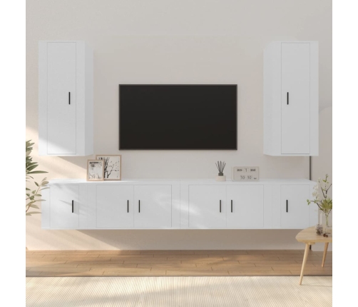 Set de muebles para TV 6 piezas madera contrachapada blanco