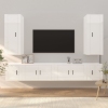 Set de muebles de TV 6 pzas madera contrachapada blanco brillo