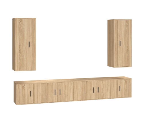 Set de muebles para TV 6 pzas madera contrachapada roble sonoma