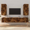 Set de muebles de TV 6 pzas madera contrachapada roble ahumado