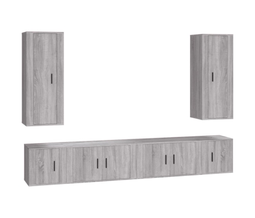 Set de muebles para TV 6 pzas madera contrachapada gris Sonoma