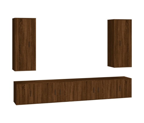 Set de muebles para TV 6 pzas madera contrachapada roble marrón