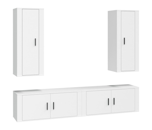 Set de muebles para TV 4 piezas madera contrachapada blanco