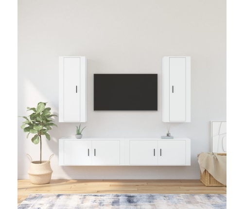 Set de muebles para TV 4 piezas madera contrachapada blanco