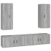 Set de muebles para TV 4 pzas madera contrachapada gris Sonoma