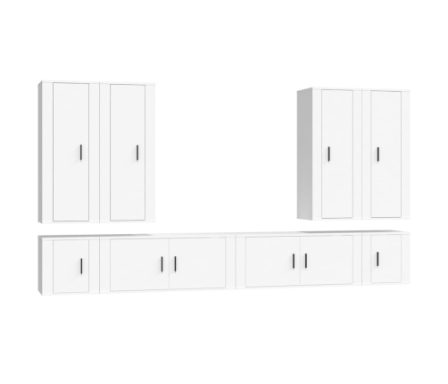 Set de muebles para TV 8 piezas madera contrachapada blanco