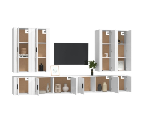 Set de muebles para TV 8 piezas madera contrachapada blanco