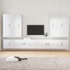 Set de muebles de TV 8 pzas madera contrachapada blanco brillo