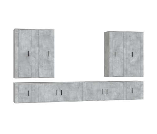 vidaXL Set de muebles de TV 8 pzas madera contrachapada gris hormigón