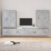 vidaXL Set de muebles de TV 8 pzas madera contrachapada gris hormigón