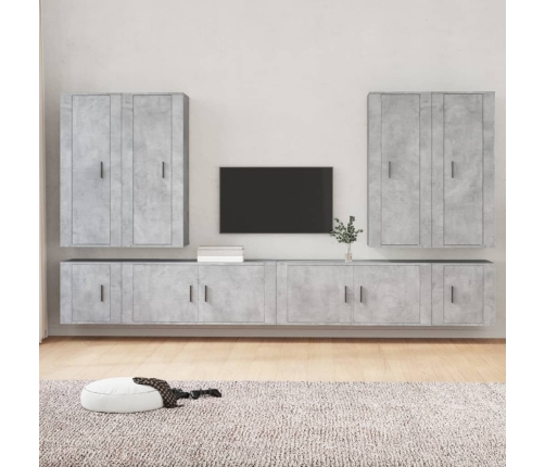 vidaXL Set de muebles de TV 8 pzas madera contrachapada gris hormigón