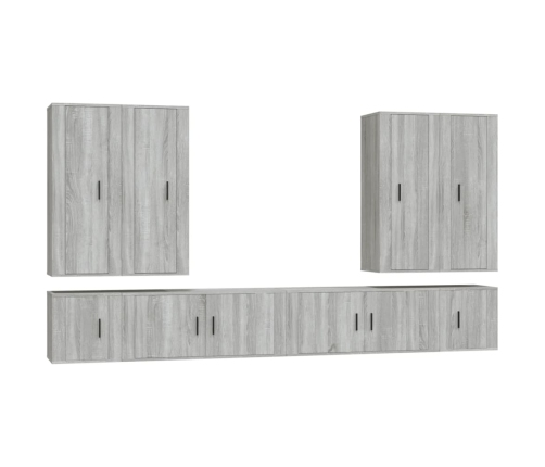 Set de muebles para TV 8 pzas madera contrachapada gris Sonoma