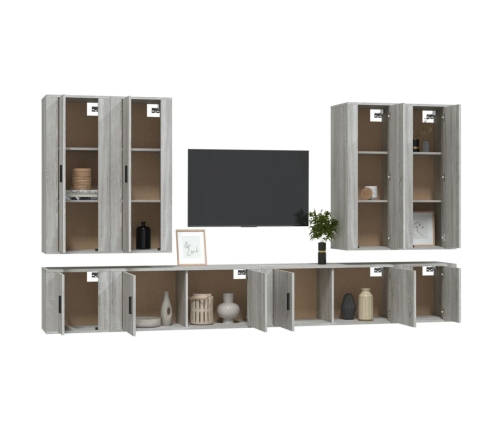 Set de muebles para TV 8 pzas madera contrachapada gris Sonoma