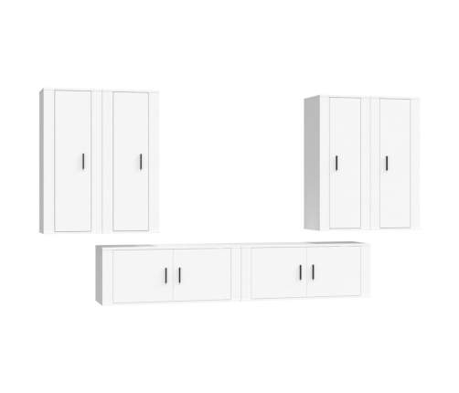 Set de muebles para TV 6 piezas madera contrachapada blanco