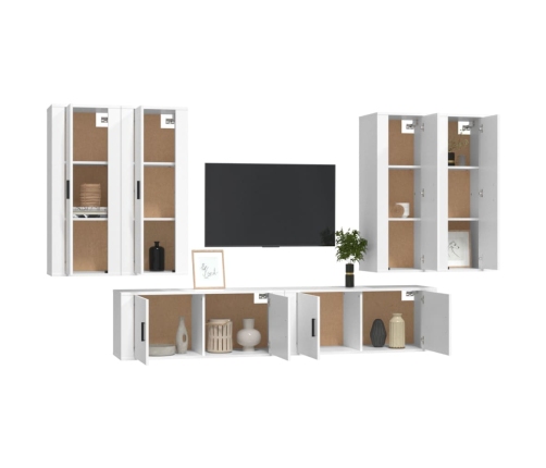 Set de muebles para TV 6 piezas madera contrachapada blanco