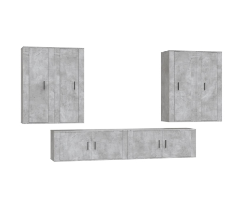 vidaXL Set de muebles de TV 6 pzas madera contrachapada gris hormigón