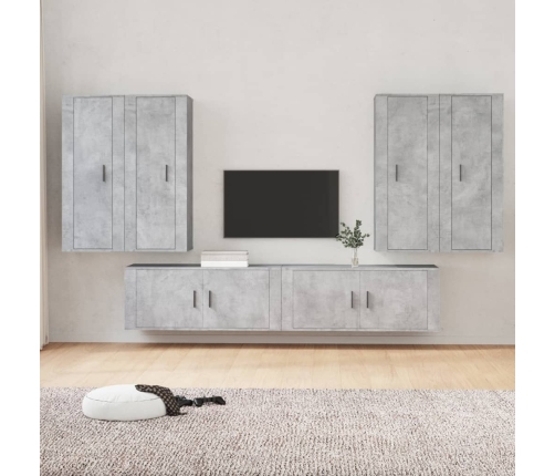 vidaXL Set de muebles de TV 6 pzas madera contrachapada gris hormigón