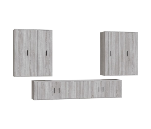 Set de muebles para TV 6 pzas madera contrachapada gris Sonoma