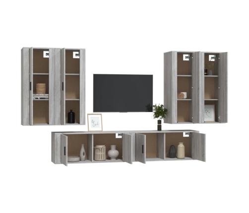 Set de muebles para TV 6 pzas madera contrachapada gris Sonoma