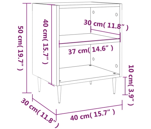 Mesita de noche madera de ingeniería blancp 40x30x50 cm