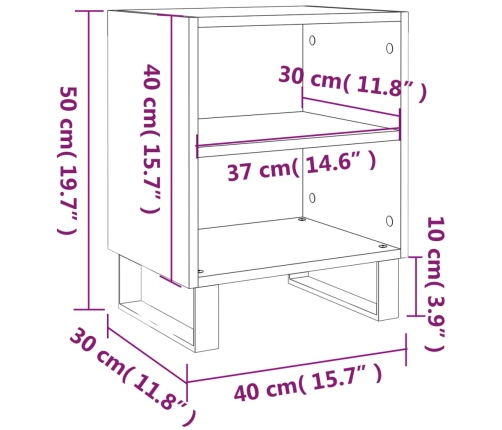 Mesita de noche madera de ingeniería blancp 40x30x50 cm