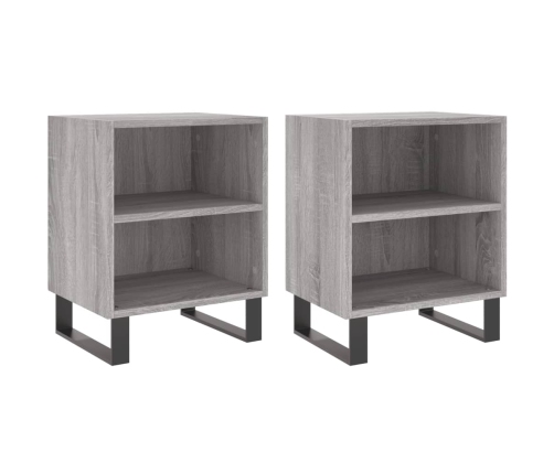 Mesitas de noche 2 uds madera ingeniería gris Sonoma 40x30x50cm