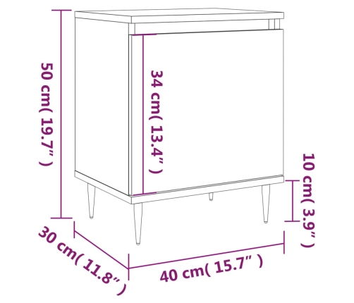 vidaXL Mesita de noche 2 uds madera ingeniería roble marrón 40x30x50cm