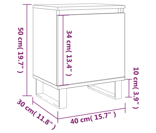 Mesita de noche madera de ingeniería blancp 40x30x50 cm