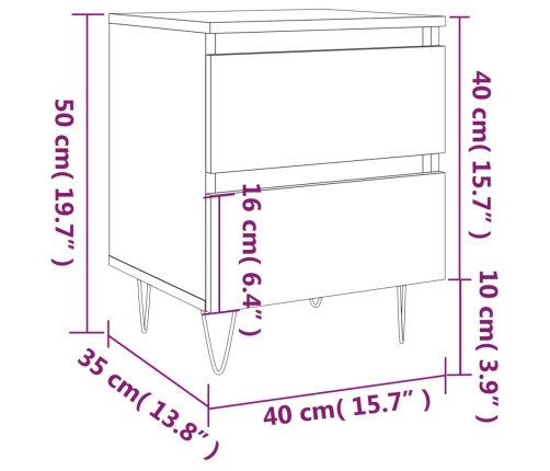 vidaXL Mesitas de noche 2 uds madera de ingeniería negro 40x35x50 cm