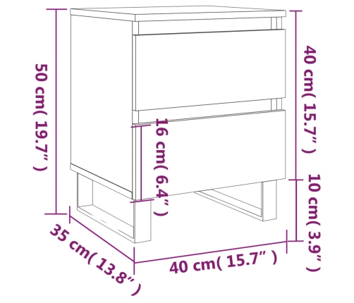 Mesita de noche madera de ingeniería roble ahumado 40x35x50 cm