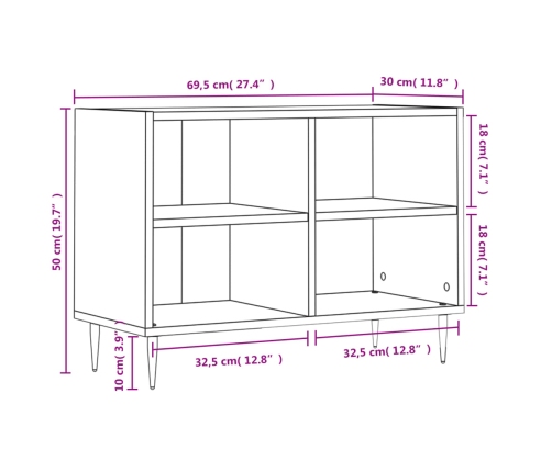 vidaXL Mueble de TV madera de ingeniería blanco 69,5x30x50 cm