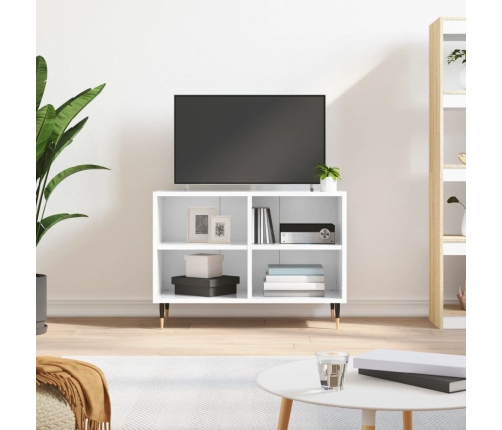 Mueble de TV madera de ingeniería blanco brillo 69,5x30x50 cm