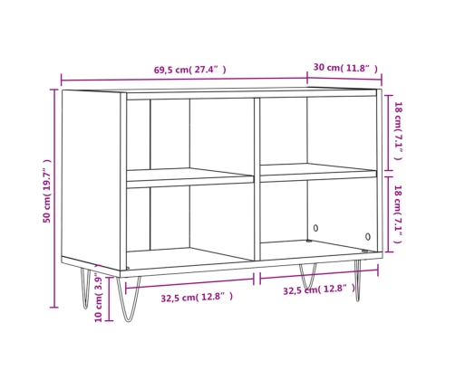 Mueble de TV madera de ingeniería roble Sonoma 69,5x30x50 cm