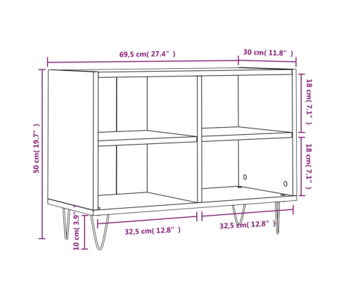 vidaXL Mueble de TV madera de ingeniería gris hormigón 69,5x30x50 cm