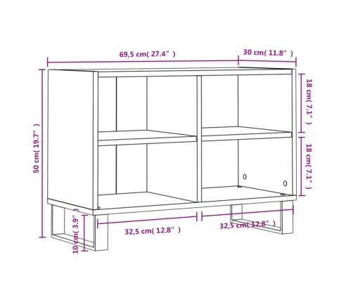 Mueble de TV madera de ingeniería negro 69,5x30x50 cm