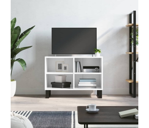 Mueble de TV madera de ingeniería blanco brillo 69,5x30x50 cm