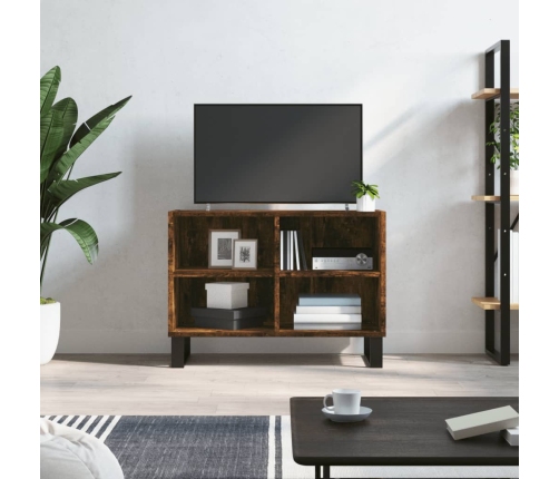 Mueble de TV madera de ingeniería roble ahumado 69,5x30x50 cm