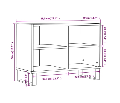 Mueble de TV madera de ingeniería gris Sonoma 69,5x30x50 cm